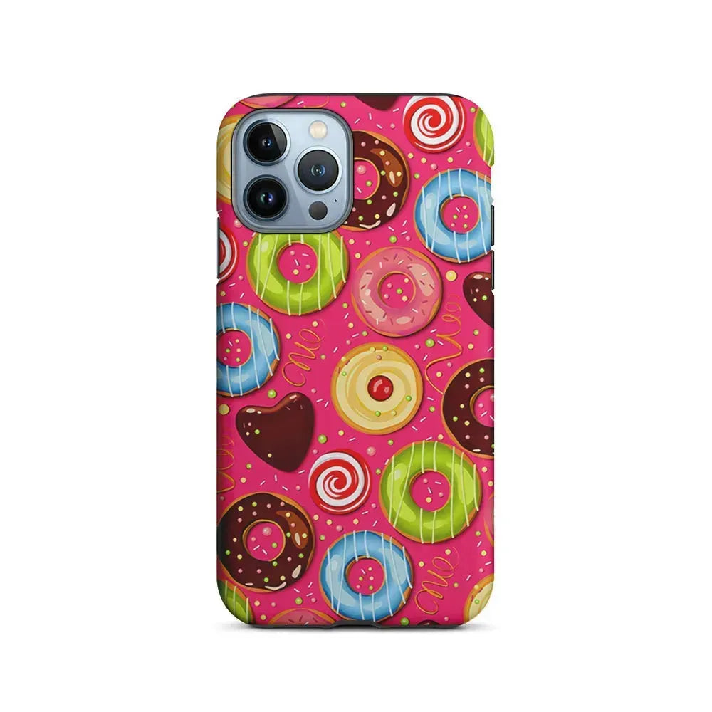 Pink Sweet Cute Donuts iPhone 15 Pro Max Case-2 in 1 Tough Case-Xtracase