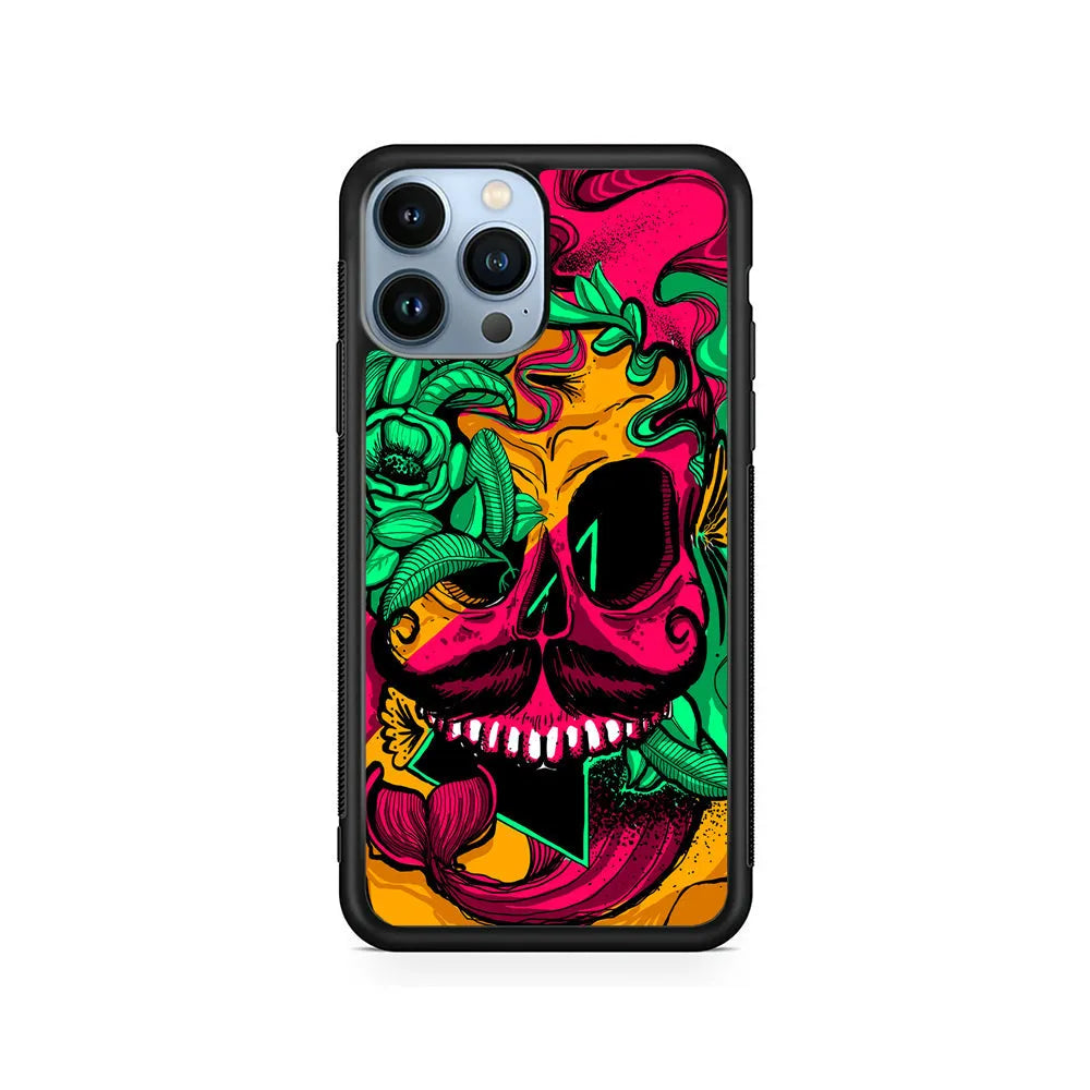 Pirates Skull Artistic Art iPhone 13 Pro Max Case-Rubber / Black (2D Case)-Xtracase