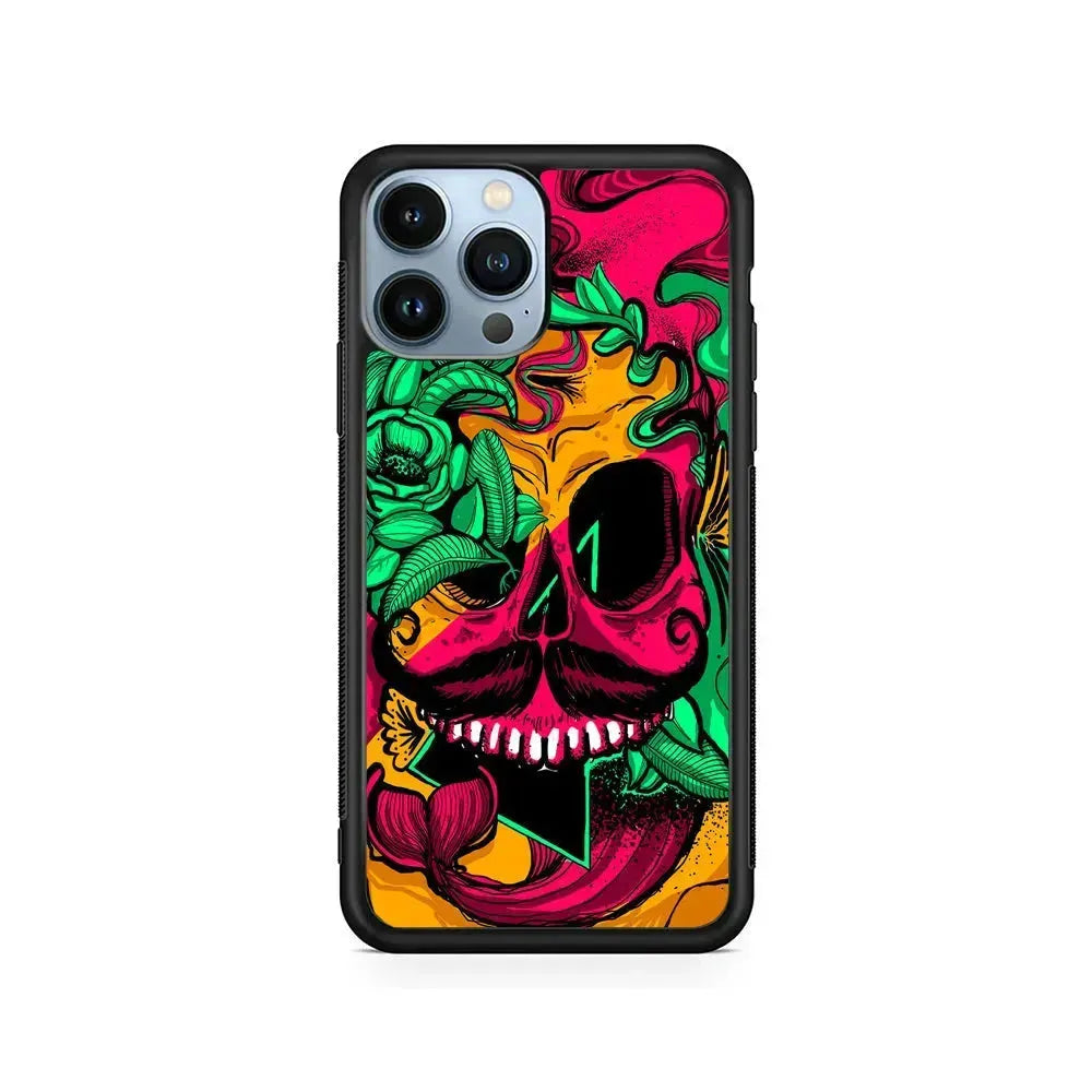Pirates Skull Artistic Art iPhone 15 Pro Max Case-Rubber / Black (2D Case)-Xtracase