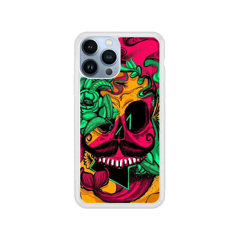 Pirates Skull Artistic Art iPhone 13 Pro Max Case-Rubber / White (2D Case)-Xtracase