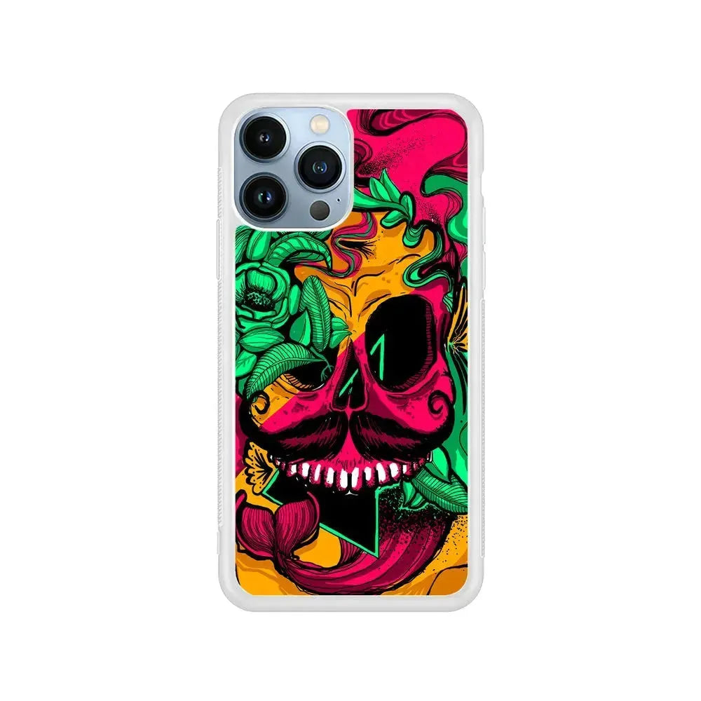 Pirates Skull Artistic Art iPhone 15 Pro Max Case-Rubber / White (2D Case)-Xtracase