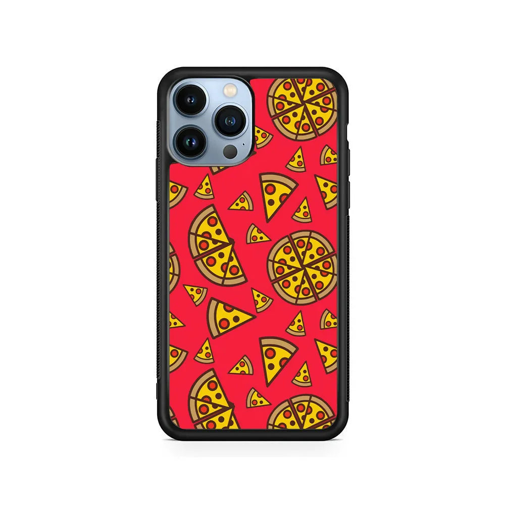 Pizza Slice Pattern iPhone 13 Pro Case-Rubber / Black (2D Case)-Xtracase