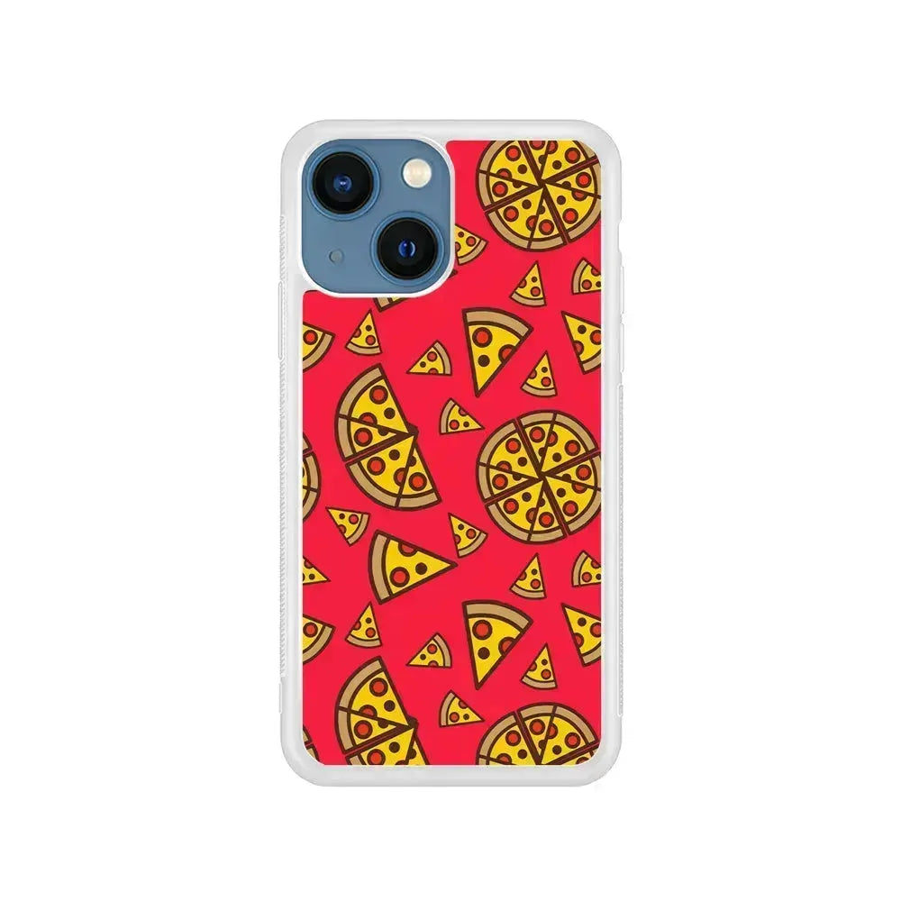 Pizza Slice Pattern iPhone 13 Mini Case-Rubber / White (2D Case)-Xtracase