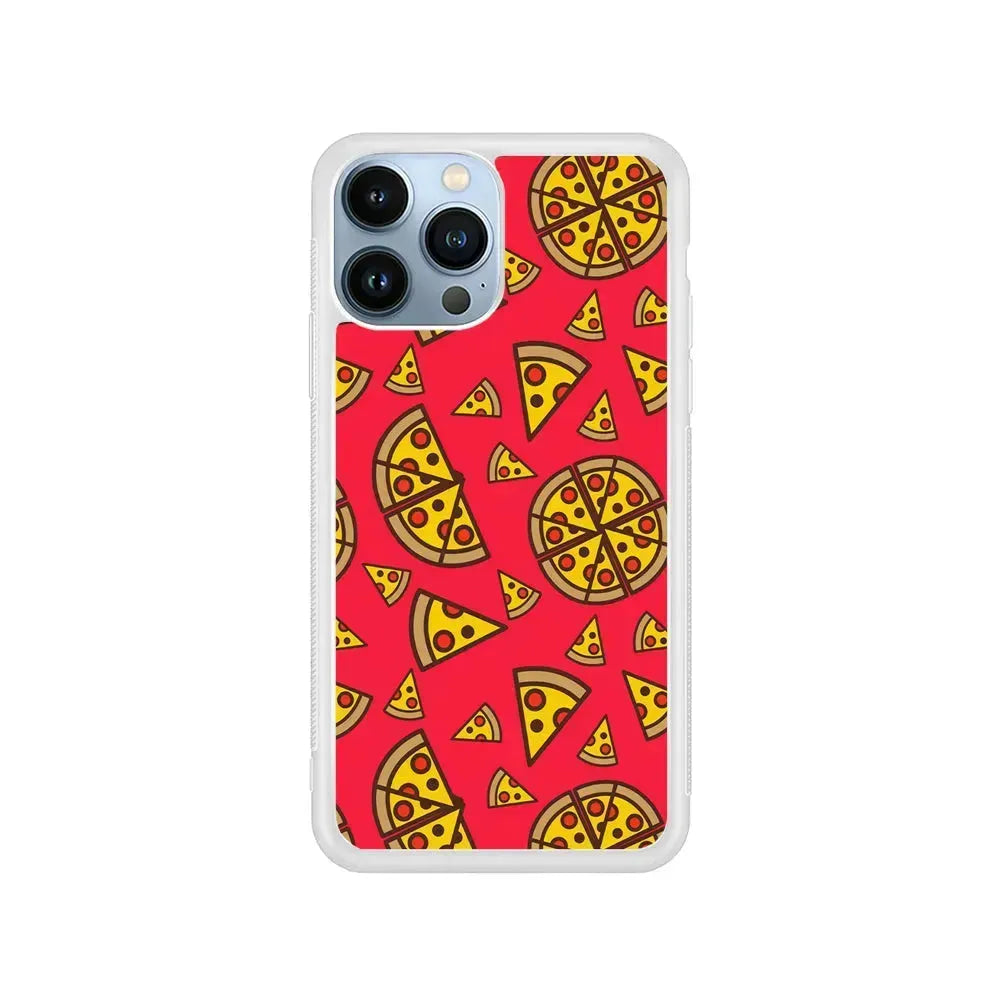 Pizza Slice Pattern iPhone 15 Pro Max Case-Rubber / White (2D Case)-Xtracase