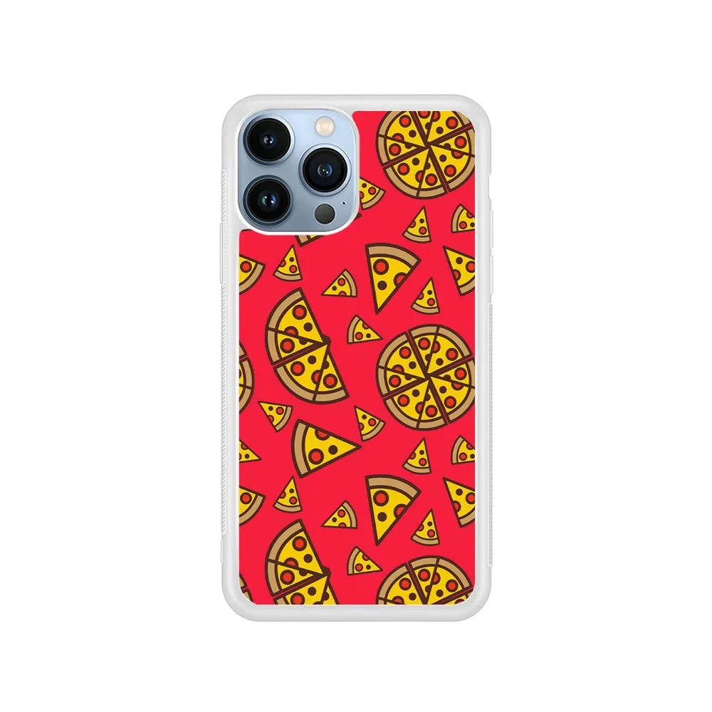 Pizza Slice Pattern iPhone 13 Pro Case-Rubber / White (2D Case)-Xtracase
