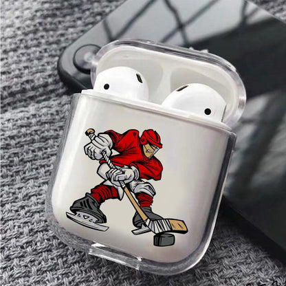Playing Ice Hockey Protective Clear Case Cover For Apple Airpods-Xtracase