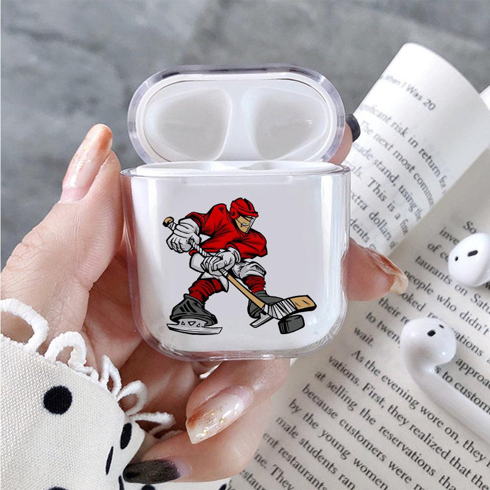 Playing Ice Hockey Protective Clear Case Cover For Apple Airpods-Xtracase