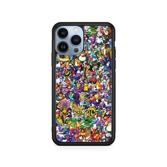 Pokemon All Characters iPhone 15 Pro Max Case-Rubber / Black (2D Case)-Xtracase