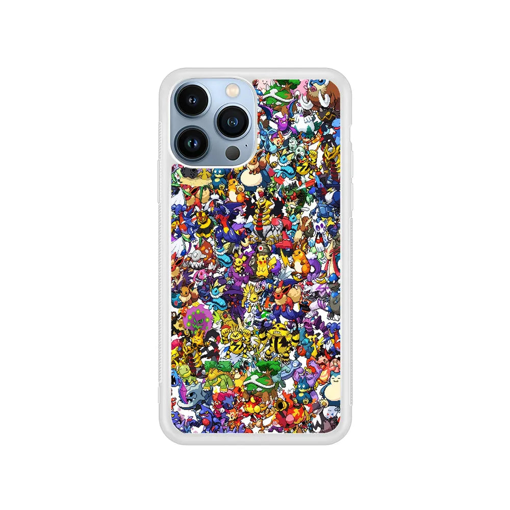 Pokemon All Characters iPhone 13 Pro Case-Rubber / White (2D Case)-Xtracase