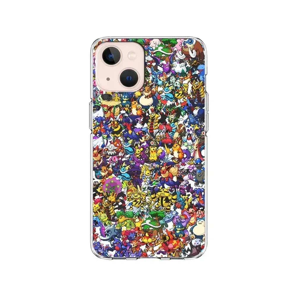 Pokemon All Characters iPhone 13 Mini Case-Clear Soft Case-Xtracase