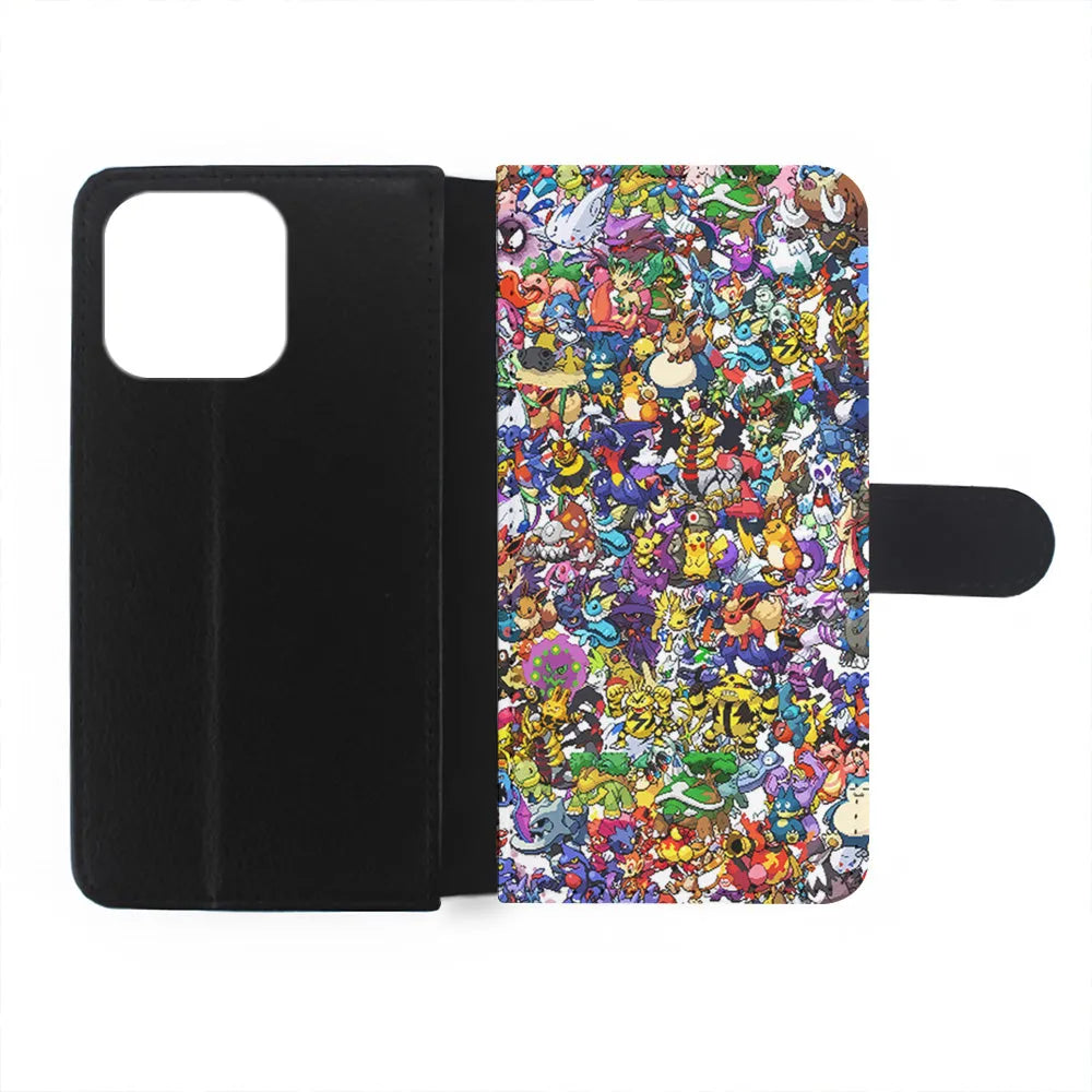 Pokemon All Characters iPhone 13 Pro Case-Flip Wallet Case-Xtracase
