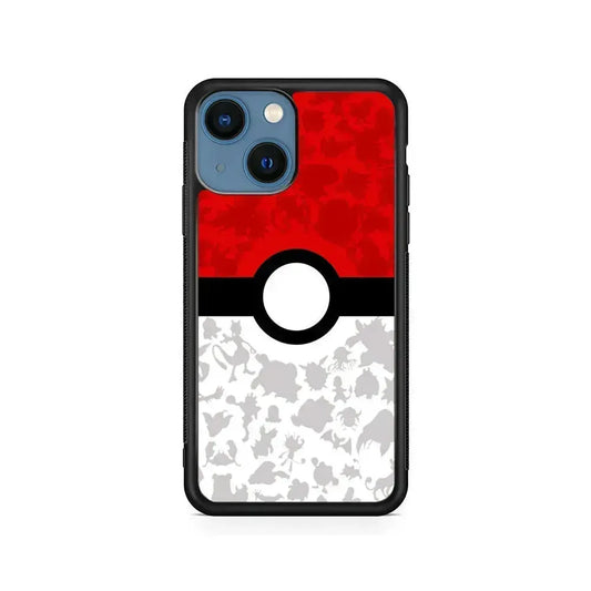 Pokemon Ball Silhouette iPhone 13 Mini Case-Rubber / Black (2D Case)-Xtracase