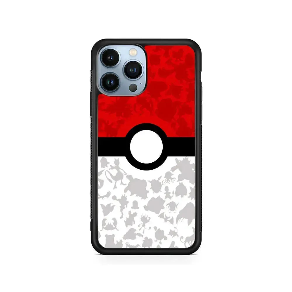 Pokemon Ball Silhouette iPhone 15 Pro Max Case-Rubber / Black (2D Case)-Xtracase