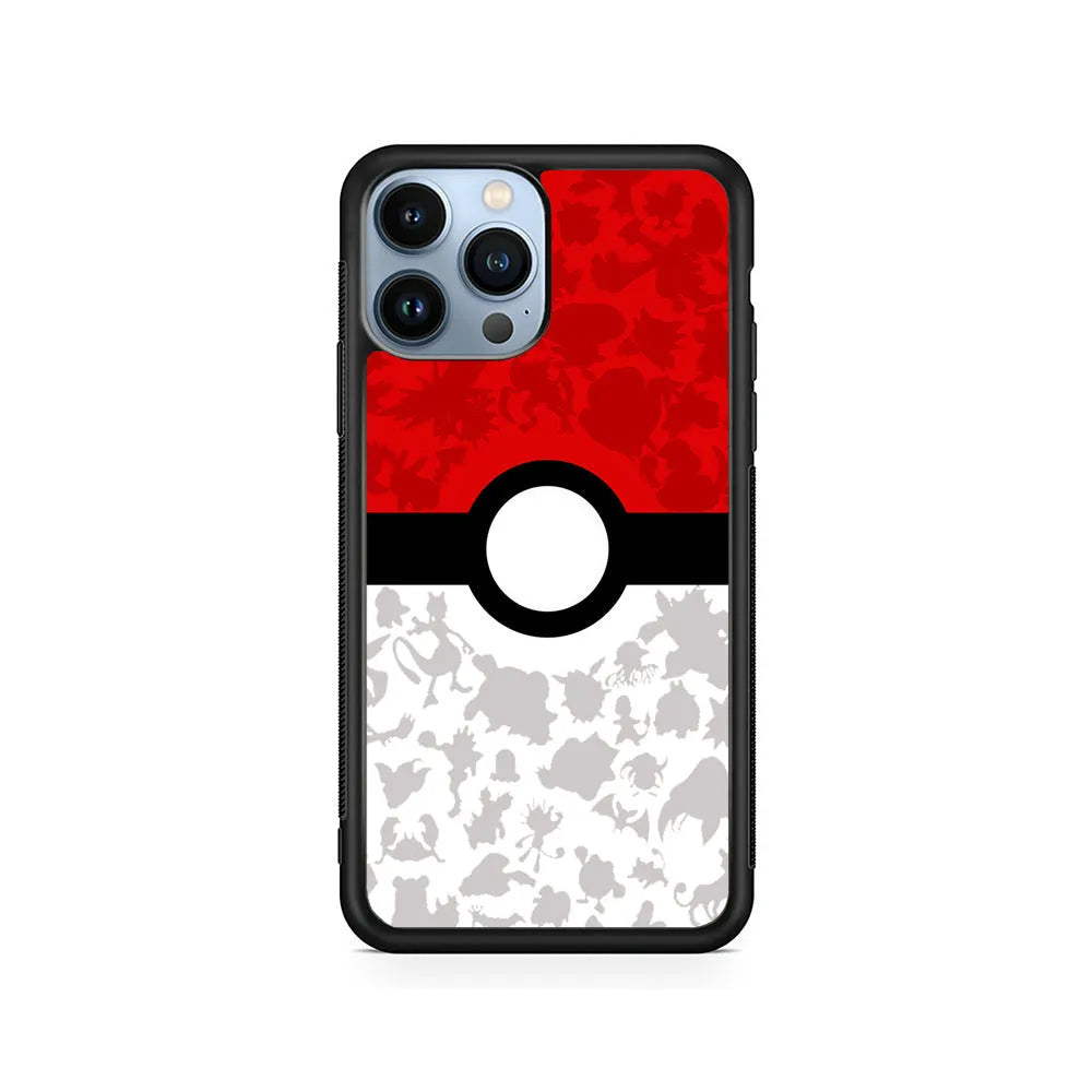 Pokemon Ball Silhouette iPhone 13 Pro Max Case-Rubber / Black (2D Case)-Xtracase
