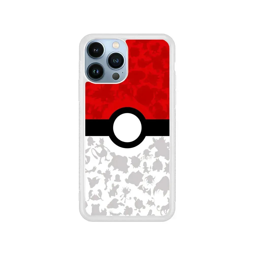 Pokemon Ball Silhouette iPhone 15 Pro Max Case-Rubber / White (2D Case)-Xtracase