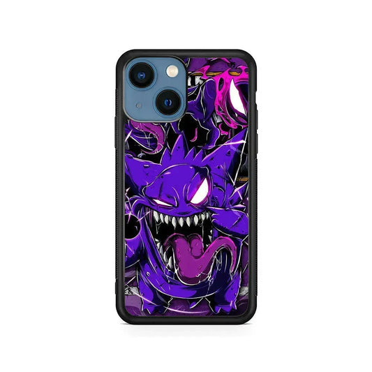 Pokemon Evil Gengar iPhone 13 Mini Case-Rubber / Black (2D Case)-Xtracase