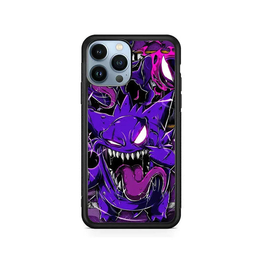 Pokemon Evil Gengar iPhone 15 Pro Max Case-Rubber / Black (2D Case)-Xtracase