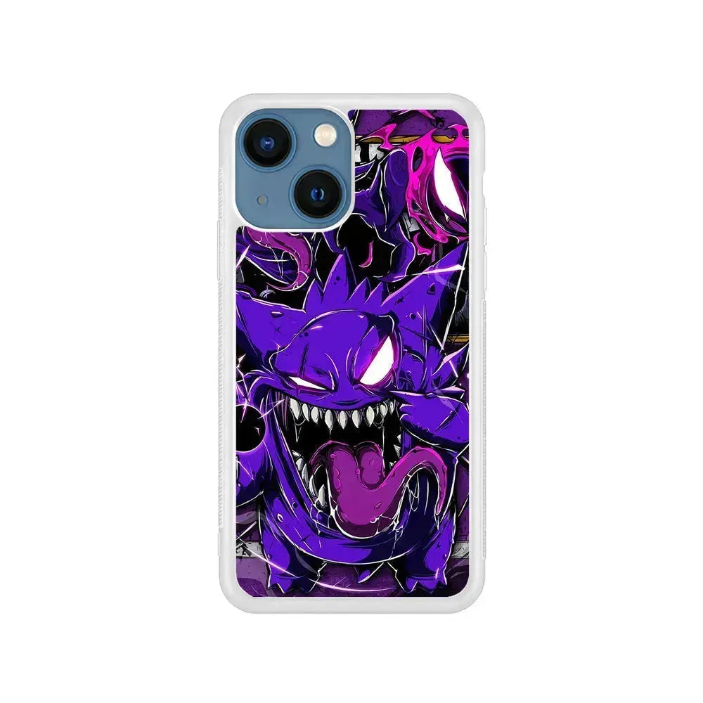 Pokemon Evil Gengar iPhone 13 Mini Case-Rubber / White (2D Case)-Xtracase