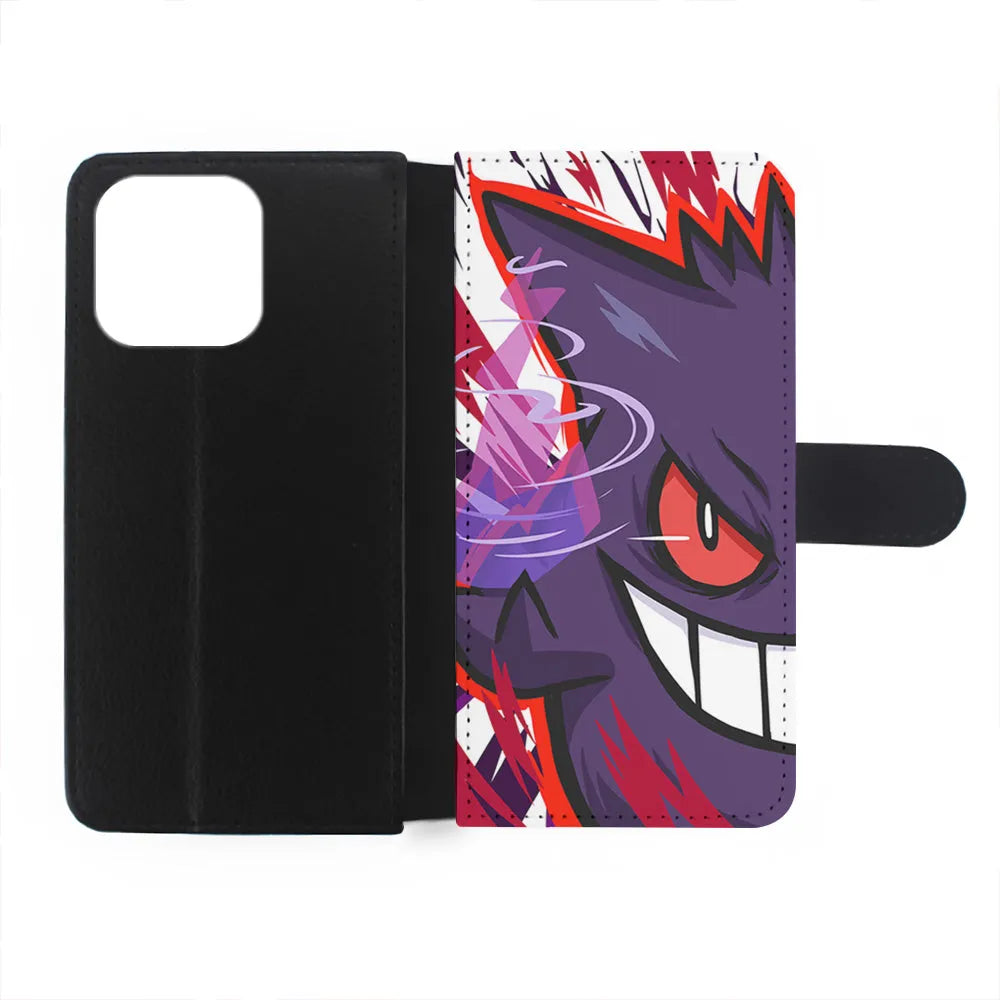 Pokemon Gengar Half Face iPhone 13 Pro Case-Flip Wallet Case-Xtracase