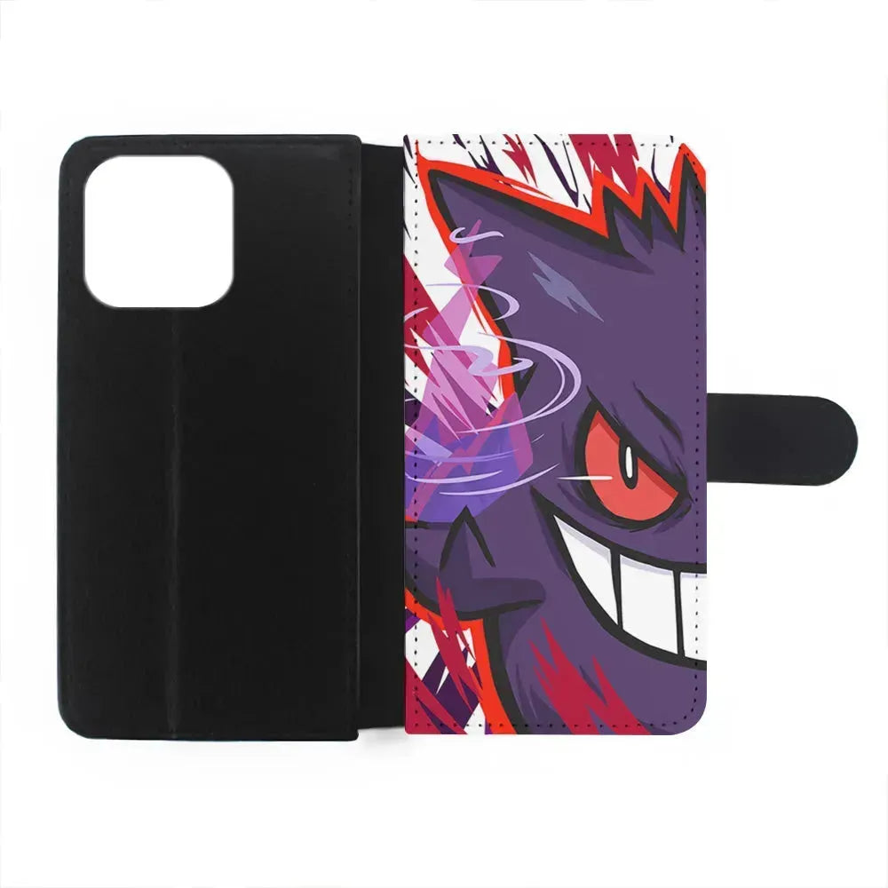 Pokemon Gengar Half Face iPhone 15 Pro Max Case-Flip Wallet Case-Xtracase