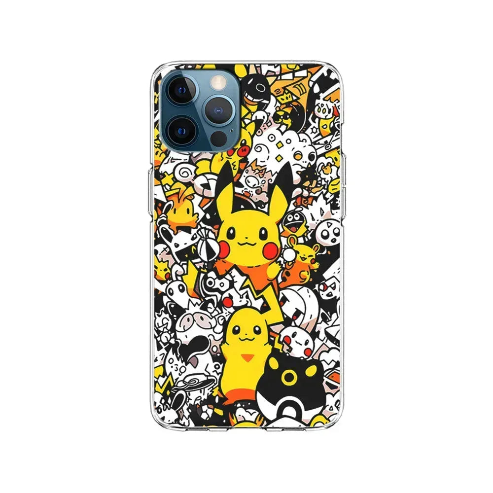 Pokemon Pikachu Doodle iPhone 15 Pro Max Case-Clear Soft Case-Xtracase