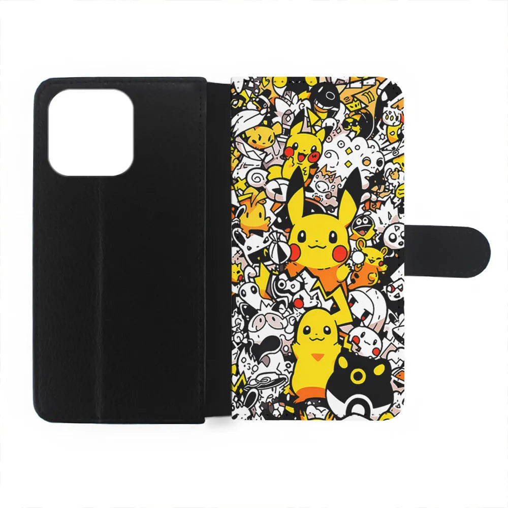 Pokemon Pikachu Doodle iPhone 13 Pro Case-Flip Wallet Case-Xtracase