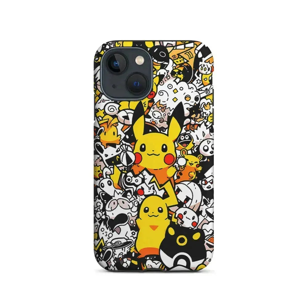 Pokemon Pikachu Doodle iPhone 13 Mini Case-2 in 1 Tough Case-Xtracase