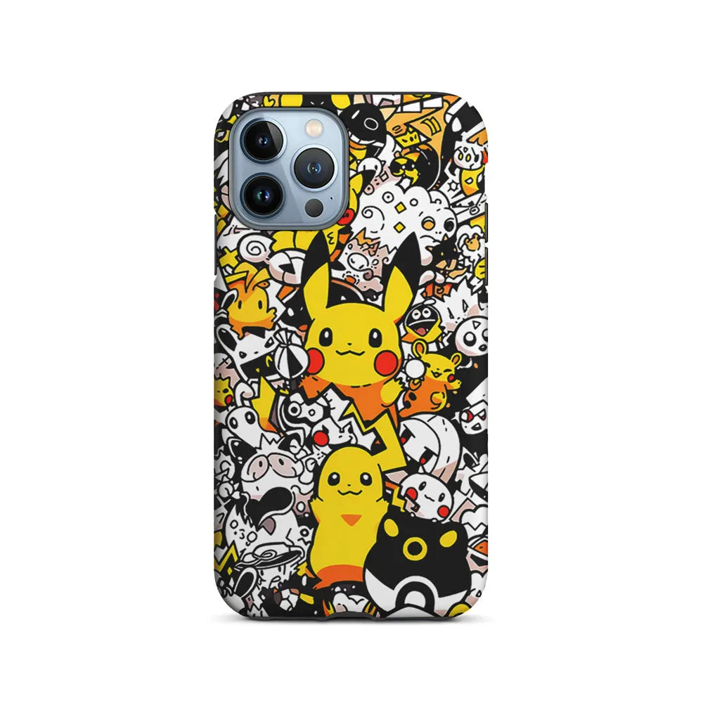 Pokemon Pikachu Doodle iPhone 13 Pro Case-2 in 1 Tough Case-Xtracase