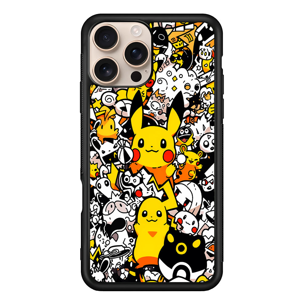 Pokemon Pikachu Doodle iPhone 16 Pro Max Case - iPhone 16 Pro Max