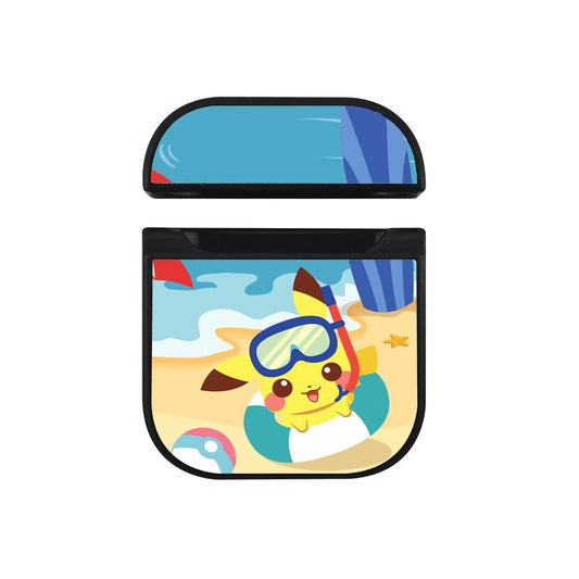 Pokemon Pikachu on The Beach Hard Plastic Case Cover For Apple Airpods-Xtracase