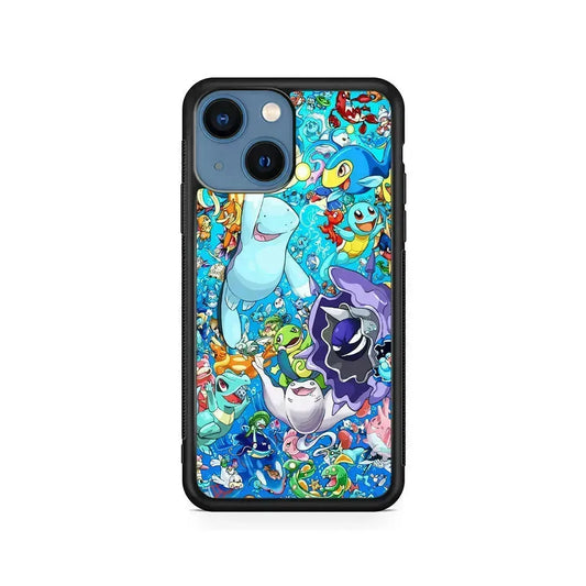 Pokemon Water iPhone 13 Mini Case-Rubber / Black (2D Case)-Xtracase