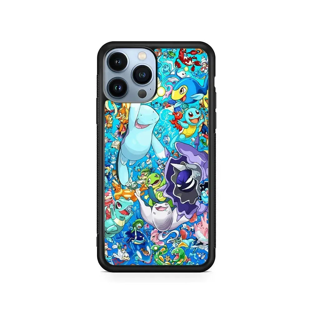 Pokemon Water iPhone 15 Pro Max Case-Rubber / Black (2D Case)-Xtracase