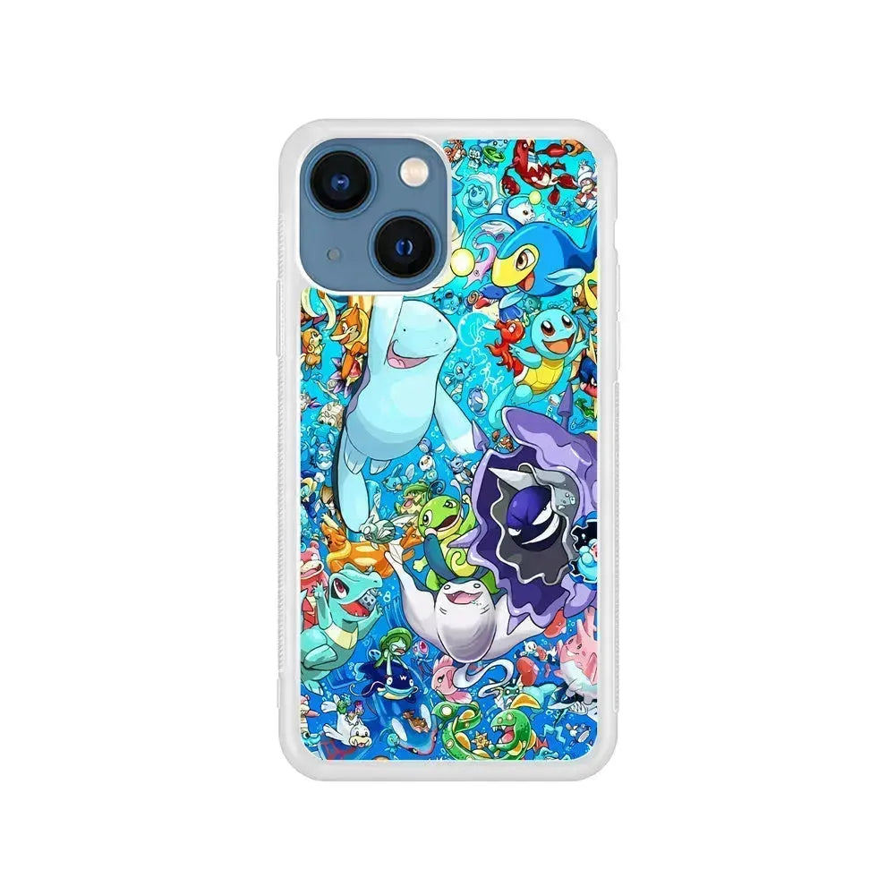 Pokemon Water iPhone 13 Mini Case-Rubber / White (2D Case)-Xtracase