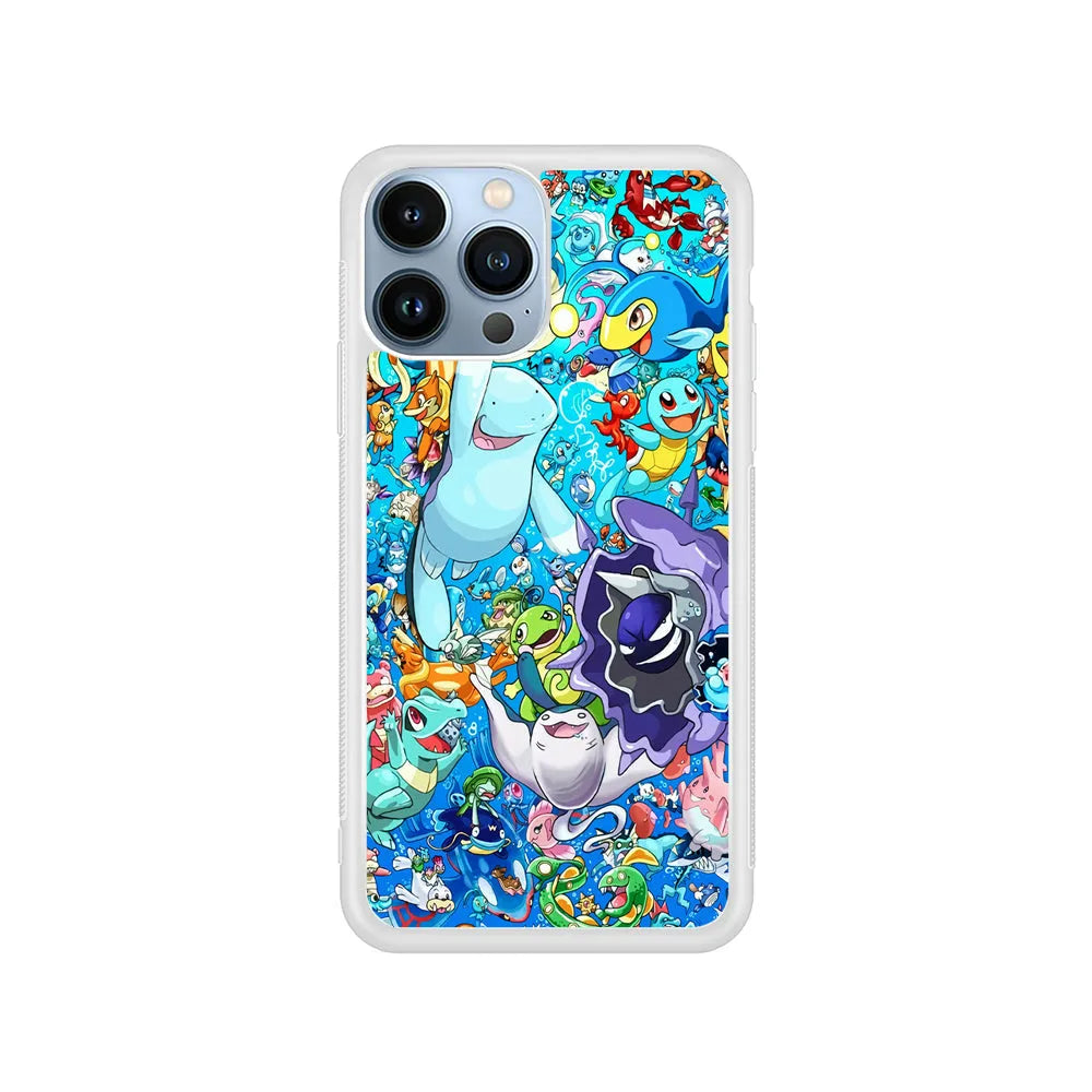 Pokemon Water iPhone 13 Pro Case-Rubber / White (2D Case)-Xtracase
