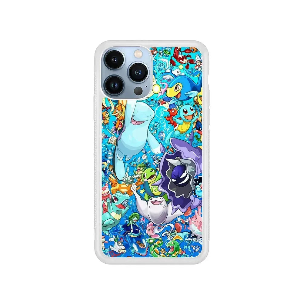 Pokemon Water iPhone 15 Pro Max Case-Rubber / White (2D Case)-Xtracase