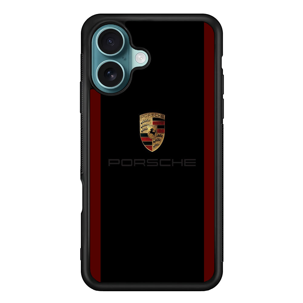 Porsche Logo Stripe Maroon iPhone 16 Plus Case - Xtracase
