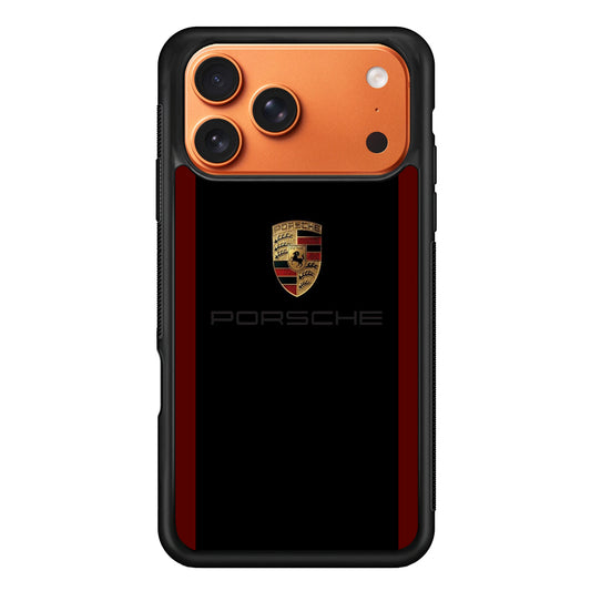 Porsche Logo Stripe Maroon iPhone 17 Pro Max Case