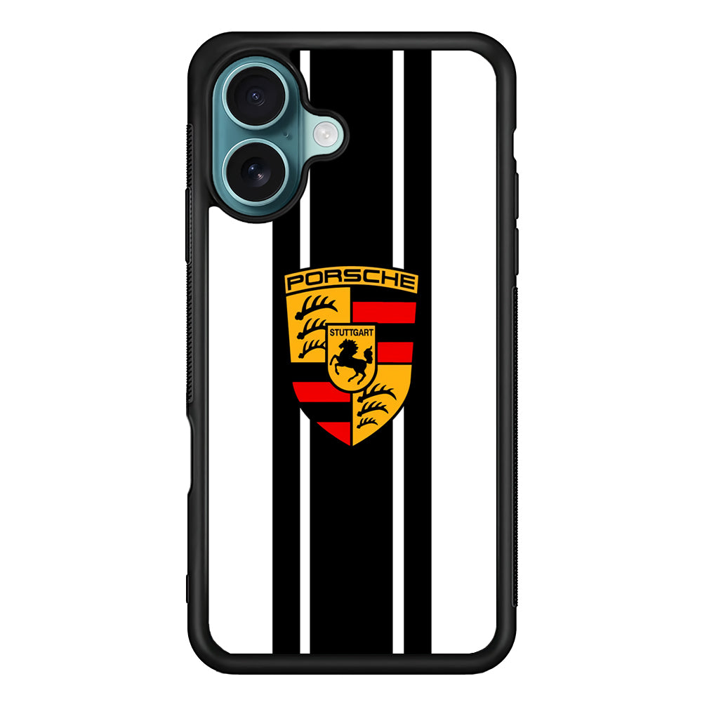 Porsche Stripe White Emblem iPhone 16 Case - Xtracase