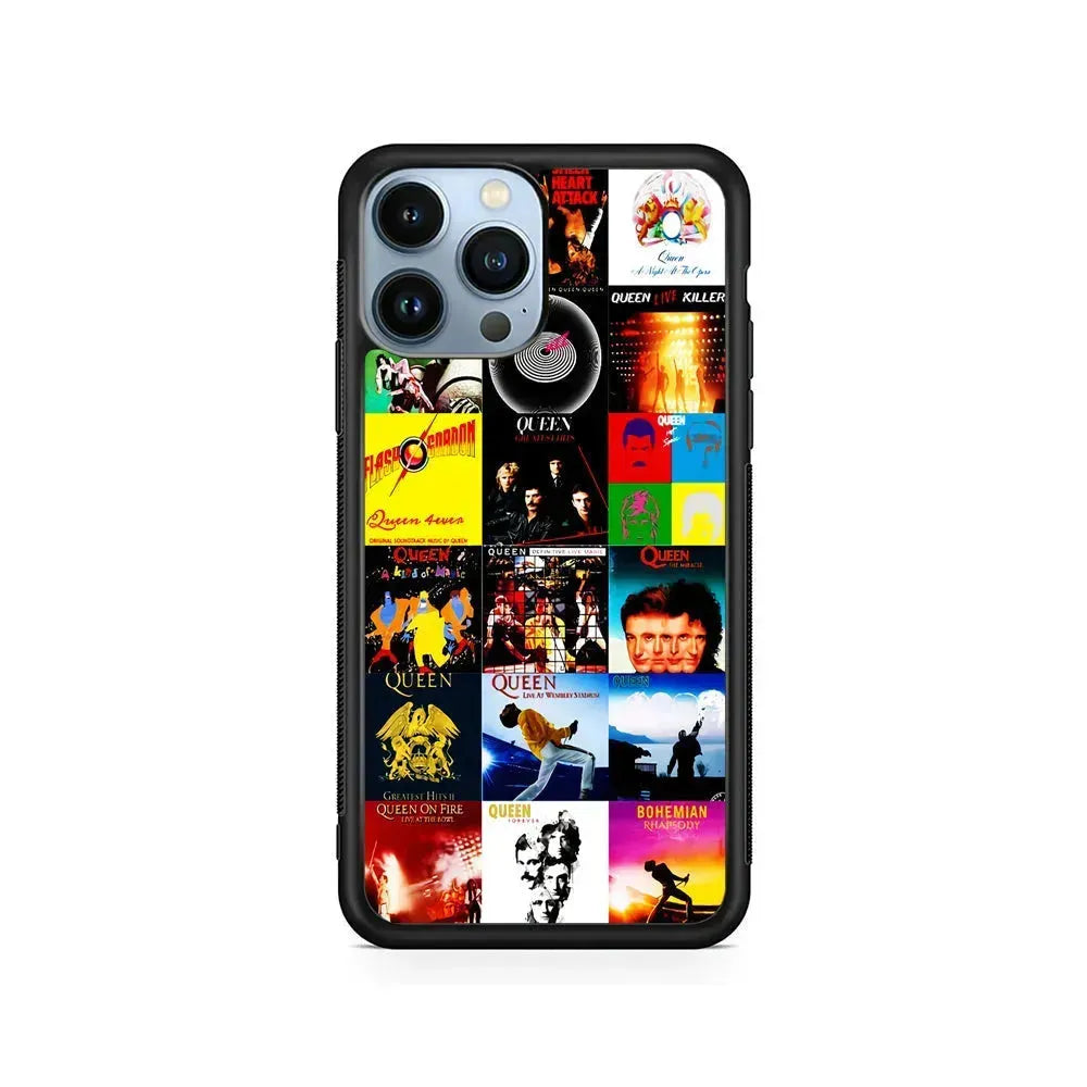 Queen Album Aesthetic iPhone 15 Pro Max Case-Rubber / Black (2D Case)-Xtracase