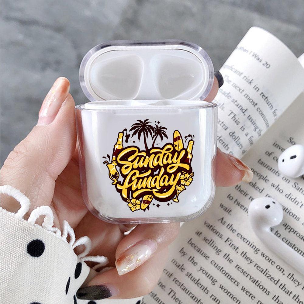 Quotes Sunday is Fun Protective Clear Case Cover For Apple Airpods-Xtracase