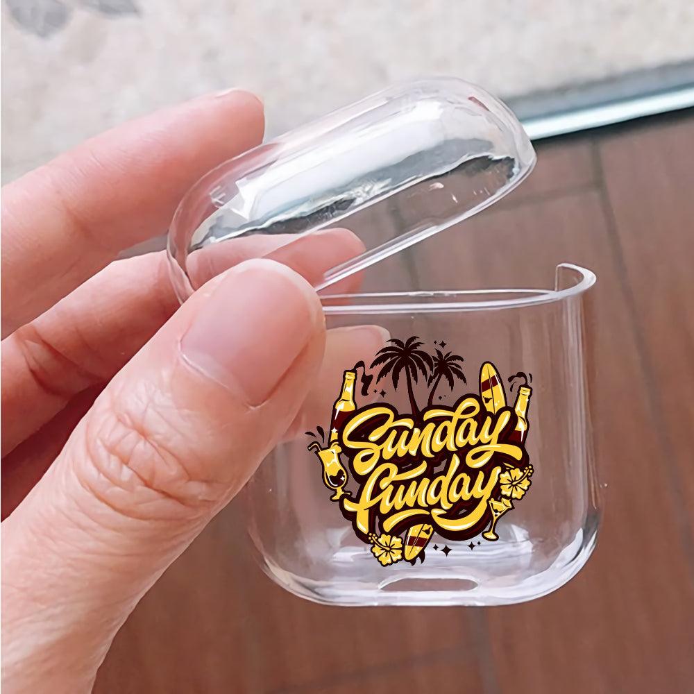 Quotes Sunday is Fun Protective Clear Case Cover For Apple Airpods-Xtracase