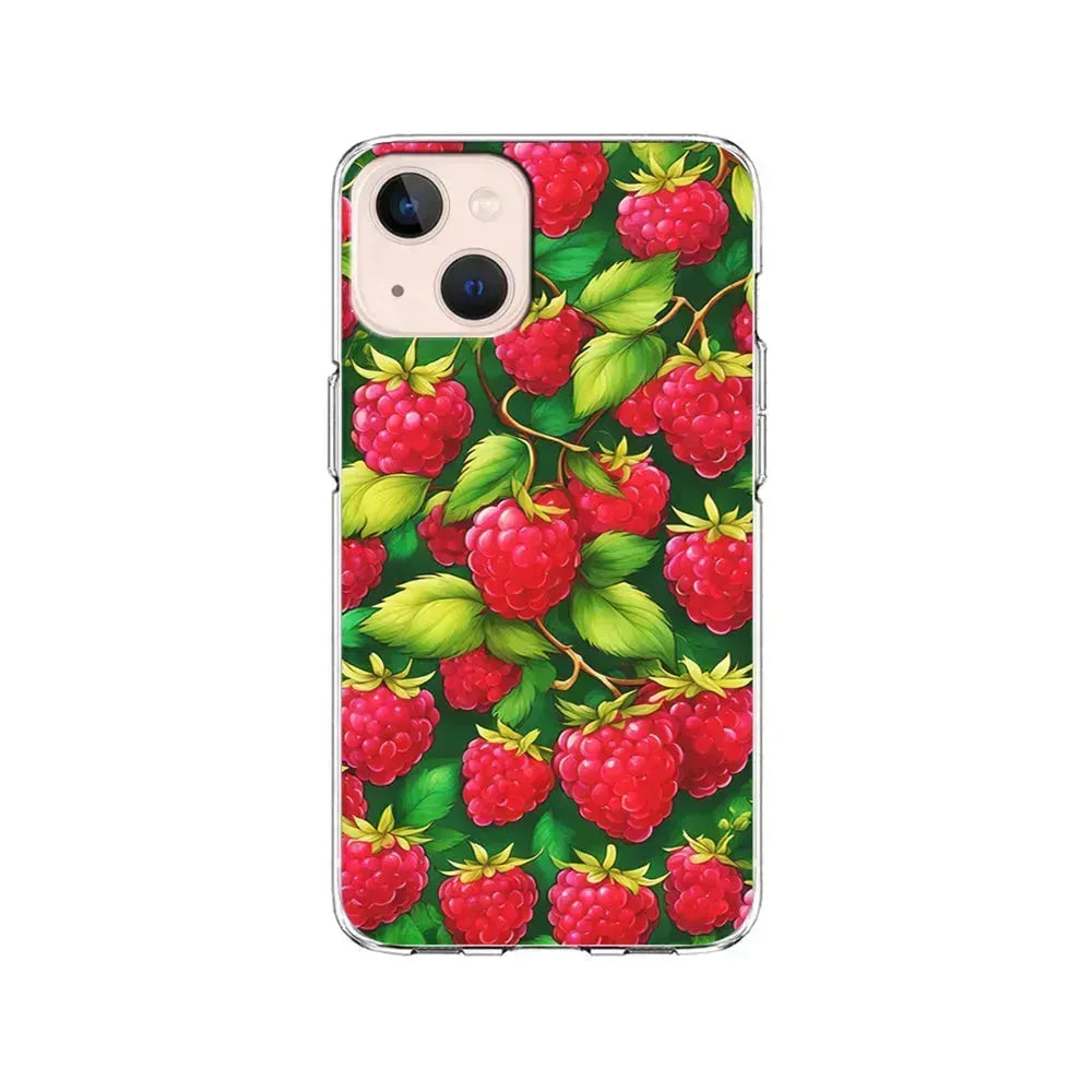 Raspberry Leaves and Berries iPhone 13 Mini Case-Clear Soft Case-Xtracase