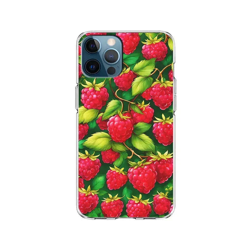 Raspberry Leaves and Berries iPhone 15 Pro Max Case-Clear Soft Case-Xtracase