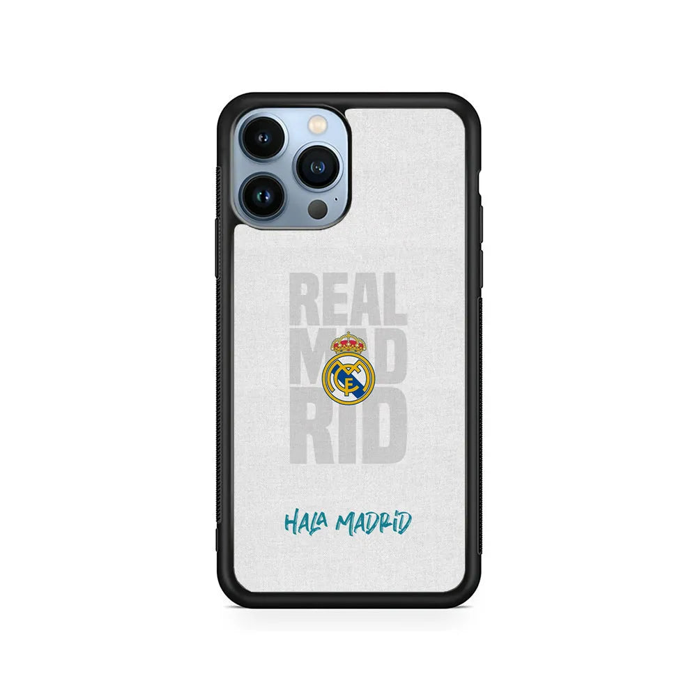 Real Madrid Hala Madrid iPhone 13 Pro Max Case-Rubber / Black (2D Case)-Xtracase