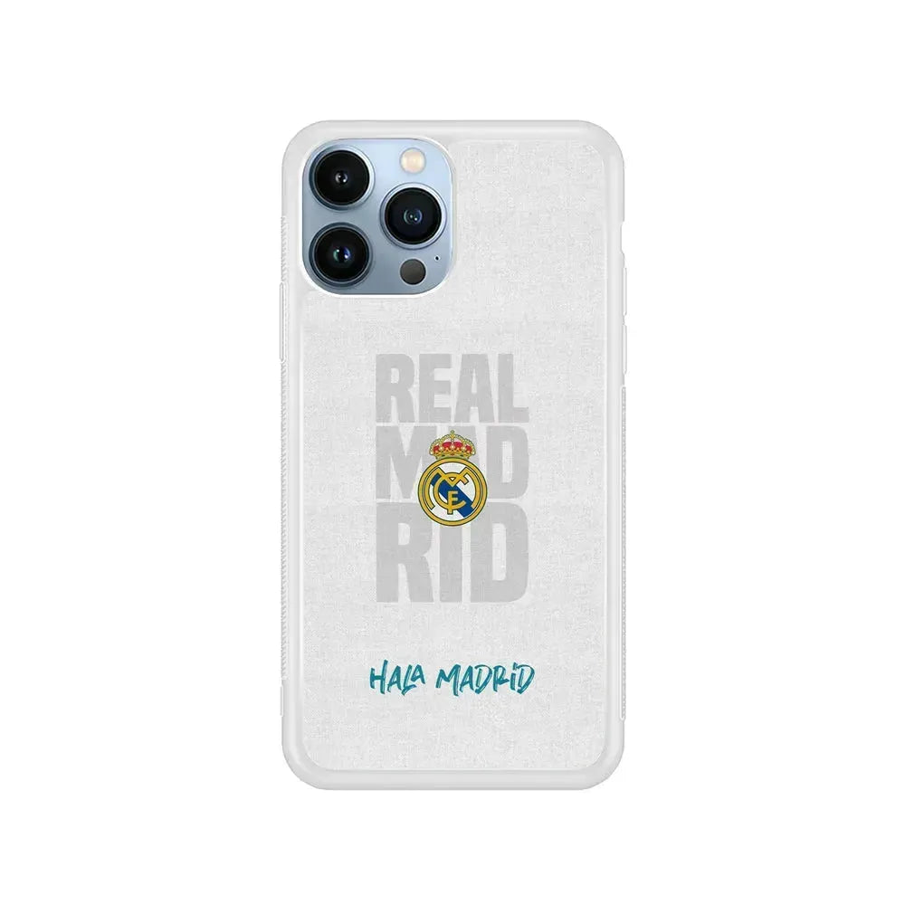 Real Madrid Hala Madrid iPhone 15 Pro Max Case-Rubber / White (2D Case)-Xtracase