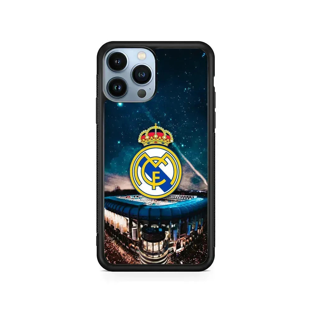 Real Madrid Santiago Bernabeu iPhone 15 Pro Max Case-Rubber / Black (2D Case)-Xtracase