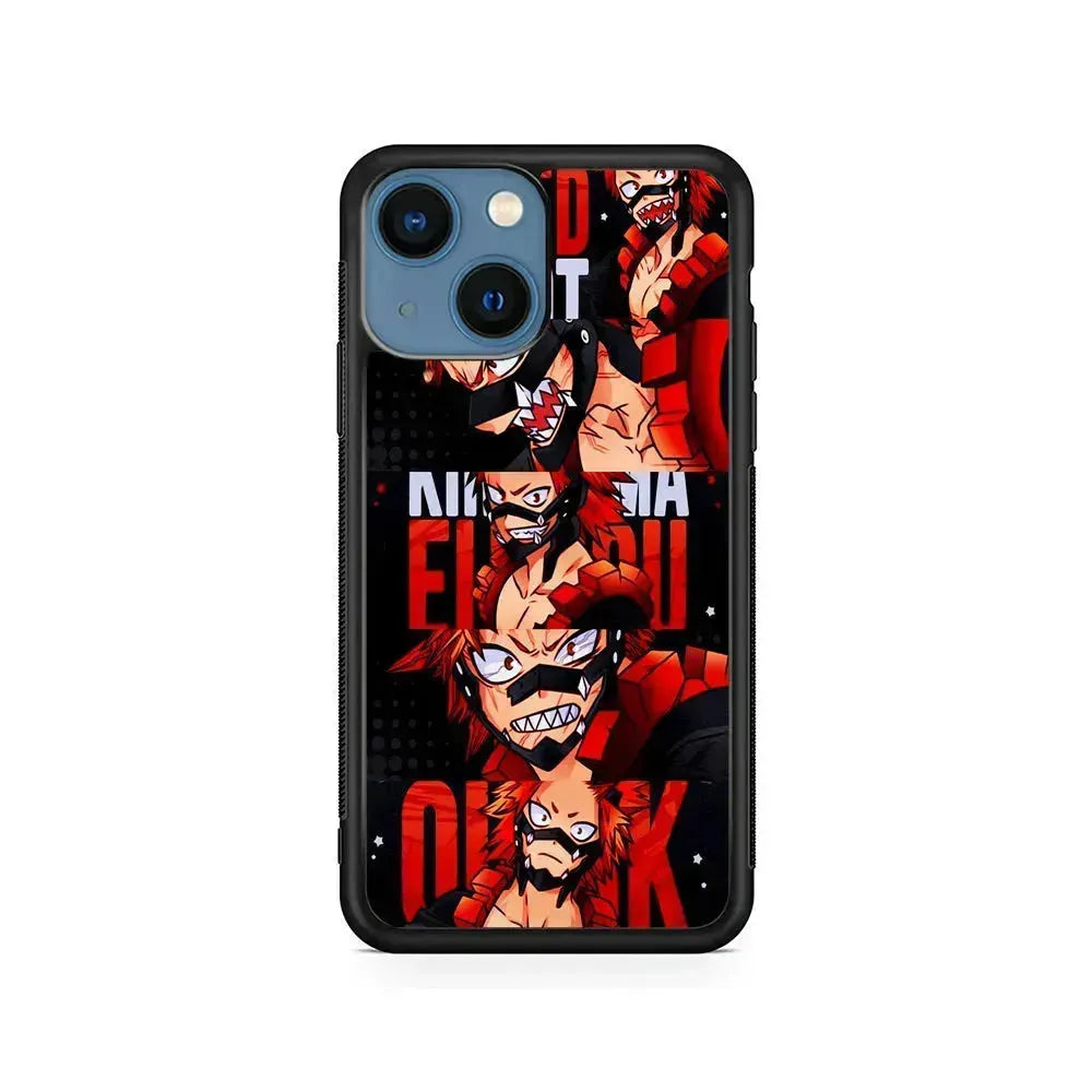 Red Riot Eijiro Kirishima Aesthetic iPhone 13 Mini Case-Rubber / Black (2D Case)-Xtracase