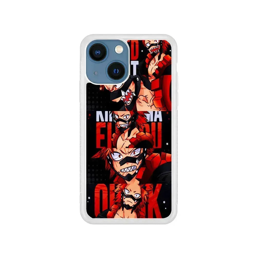Red Riot Eijiro Kirishima Aesthetic iPhone 13 Mini Case-Rubber / White (2D Case)-Xtracase