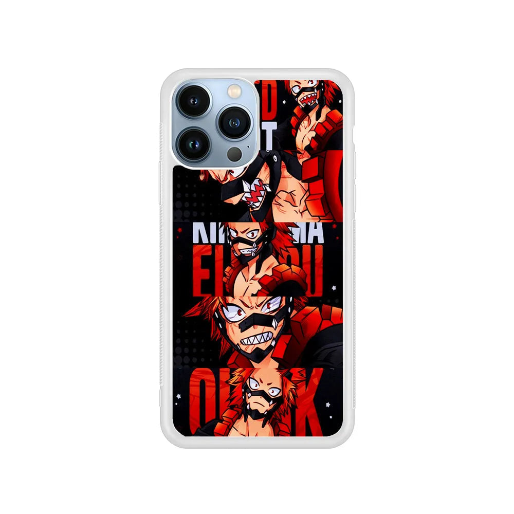 Red Riot Eijiro Kirishima Aesthetic iPhone 13 Pro Max Case-Rubber / White (2D Case)-Xtracase