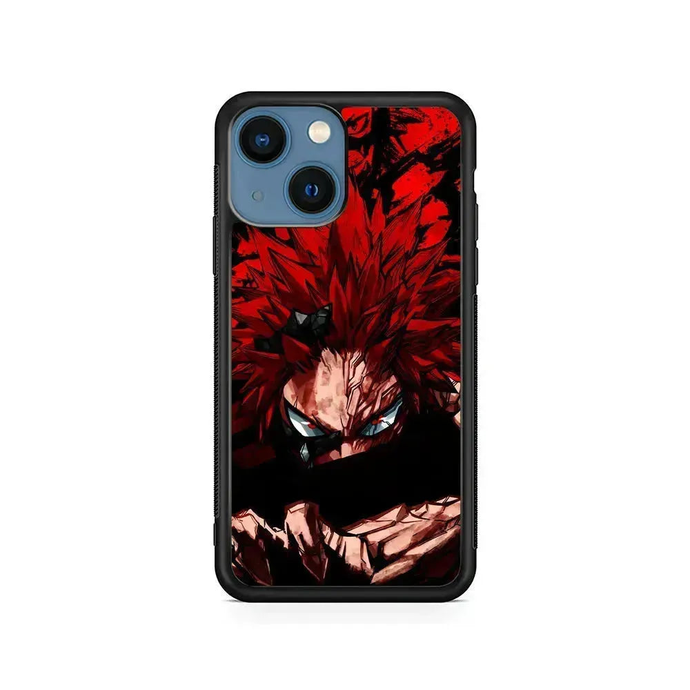 Red Riot Eijiro Kirishima Unbreakable iPhone 13 Mini Case-Rubber / Black (2D Case)-Xtracase